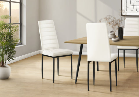 Dining Chair, 39'' Height, Set Of 2, Side, Upholstered, Dining Room, Kitchen, Grey Leather Look, Black Metal, Contemporary