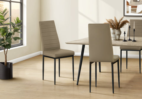 Dining Chair, 39'' Height, Set Of 2, Side, Upholstered, Dining Room, Kitchen, Red Leather-look, Black Metal, Contemporary