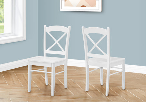 Dining Chair, Set Of 2, Side, Kitchen, Dining Room, White, Wood Legs, Transitional