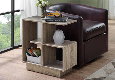 Accent Table, Side, End, Narrow, Small, 3 Tier, Living Room, Bedroom, Brown Laminate, Contemporary, Modern