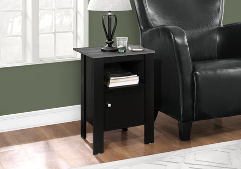 Accent Table, Side, End, Nightstand, Lamp, Storage, Living Room, Bedroom, Black And Grey Laminate, Transitional