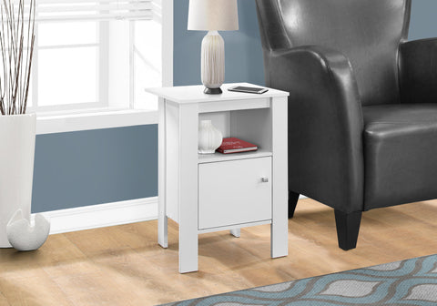 Accent Table, Side, End, Nightstand, Lamp, Storage, Living Room, Bedroom, White Laminate, Transitional