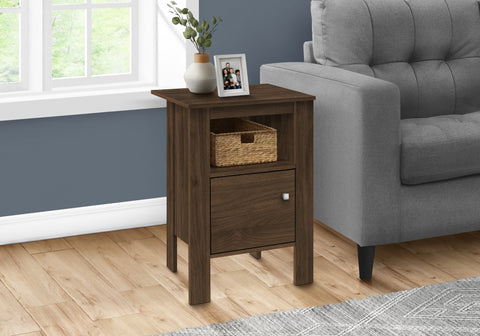 Accent Table, Side, End, Nightstand, Lamp, Storage, Living Room, Bedroom, Walnut Laminate, Transitional