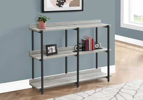 Accent Table, Console, Entryway, Narrow, Sofa, Living Room, Bedroom, Grey Laminate, Black Metal, Contemporary, Modern
