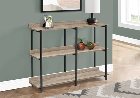Accent Table, Console, Entryway, Narrow, Sofa, Living Room, Bedroom, Brown Laminate, Black Metal, Contemporary, Modern