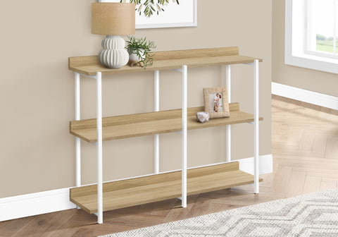 Accent Table, Console, Entryway, Narrow, Sofa, Living Room, Bedroom, Natural Laminate, Black Metal, Contemporary, Modern