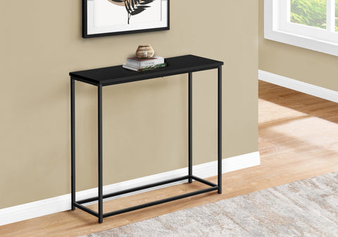 Accent Table, Console, Entryway, Narrow, Sofa, Living Room, Bedroom, Black Laminate, Black Metal, Contemporary, Modern