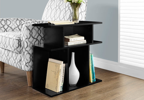Accent Table, Side, End, Nightstand, Lamp, Living Room, Bedroom, Black Laminate, Contemporary, Modern