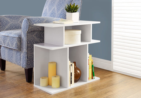 Accent Table, Side, End, Nightstand, Lamp, Living Room, Bedroom, White Laminate, Contemporary, Modern