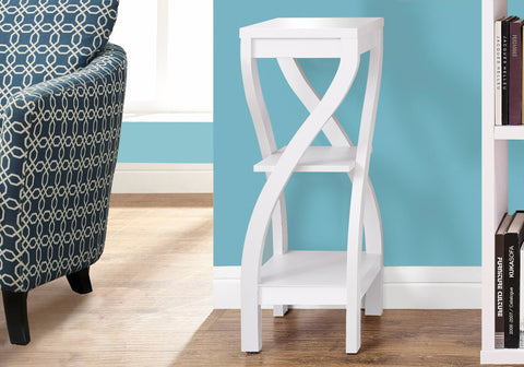 Accent Table, Side, End, Plant Stand, Square, Living Room, Bedroom, White Laminate, Contemporary, Modern