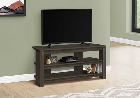 Tv Stand, 42 Inch, Console, Media Entertainment Center, Storage Shelves, Living Room, Bedroom, Brown Laminate, Contemporary, Modern