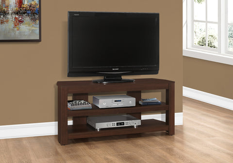 Tv Stand, 42 Inch, Console, Media Entertainment Center, Storage Shelves, Living Room, Bedroom, Brown Laminate, Contemporary, Modern