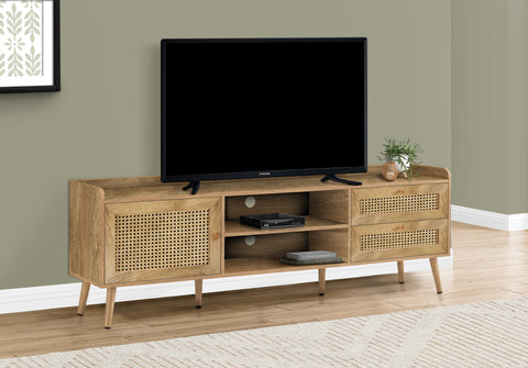 Tv Stand, 72 Inch, Console, Media Entertainment Center, Storage Cabinet, Living Room, Bedroom, Walnut Laminate, Wood Legs, Transitional