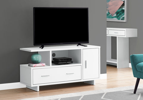 Tv Stand, 48 Inch, Console, Media Entertainment Center, Storage Cabinet, Drawers, Living Room, Bedroom, White Laminate, Contemporary, Modern