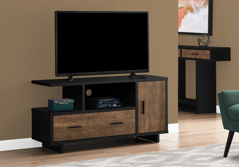 Tv Stand, 48 Inch, Console, Media Entertainment Center, Storage Cabinet, Drawers, Living Room, Bedroom, Black And Brown Laminate, Contemporary, Modern