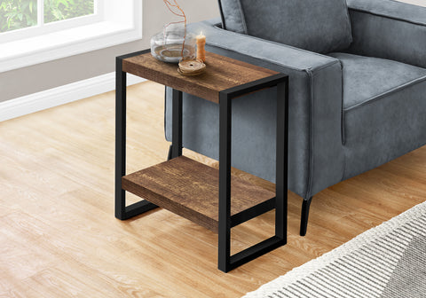 Accent Table, Side, End, Nightstand, Lamp, Living Room, Bedroom, Brown Laminate, Black Metal, Industrial