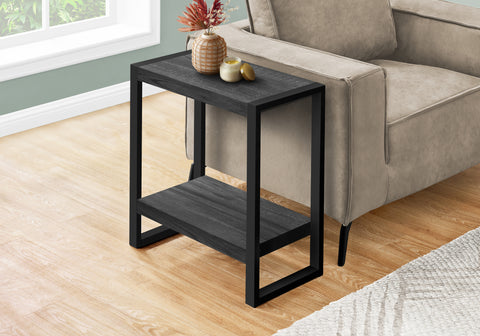 Accent Table, Side, End, Nightstand, Lamp, Living Room, Bedroom, Black Laminate, Black Metal, Industrial
