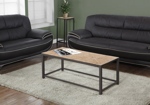 Coffee Table, Accent, Cocktail, Rectangular, Living Room, 42" L, Brown Tile, Brown Metal, Transitional