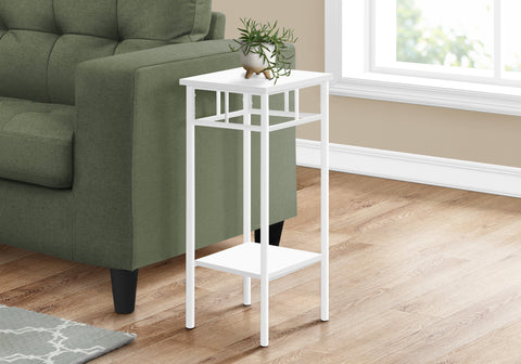 Accent Table, Side, End, Plant Stand, Square, Living Room, Bedroom, White Laminate, White, Contemporary, Modern
