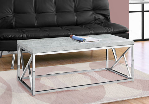 Coffee Table, Accent, Cocktail, Rectangular, Living Room, 48"L, Grey Laminate, Chrome Metal, Contemporary, Modern