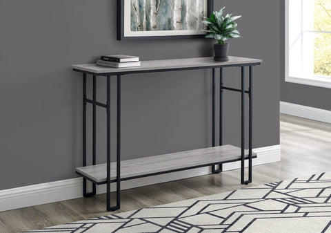 Accent Table, Console, Entryway, Narrow, Sofa, Living Room, Bedroom, Grey Laminate, Black Metal, Contemporary, Modern