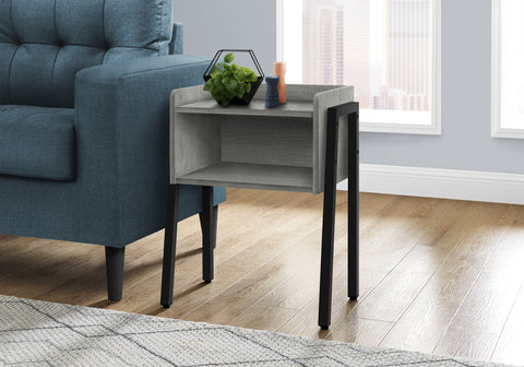 Accent Table, Side, End, Nightstand, Lamp, Living Room, Bedroom, Grey Laminate, Black Metal, Contemporary, Modern