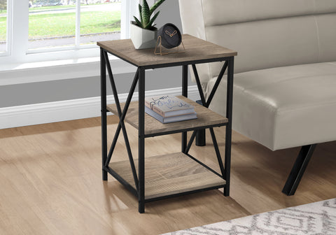 Accent Table, Side, End, Nightstand, Lamp, Living Room, Bedroom, Brown Laminate, Black Metal, Contemporary, Modern