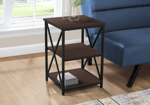 Accent Table, Side, End, Nightstand, Lamp, Living Room, Bedroom, Brown Laminate, Black Metal, Contemporary, Modern