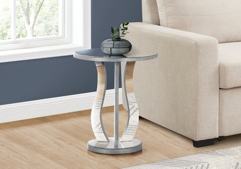 Accent Table, Side, End, Nightstand, Lamp, Living Room, Bedroom, Clear Mirror, Grey, Transitional
