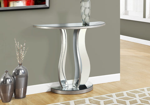 Accent Table, Console, Entryway, Narrow, Sofa, Living Room, Bedroom, Clear Mirror, Grey, Transitional
