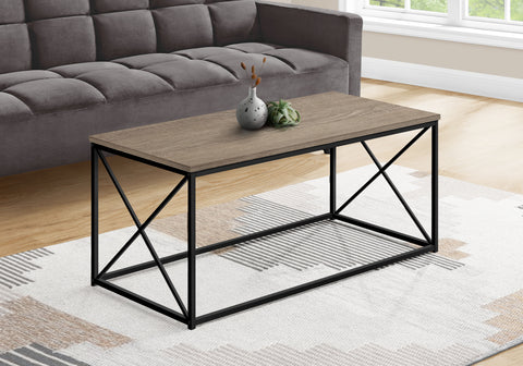 Coffee Table, Accent, Cocktail, Rectangular, Living Room, 40"L, Brown Laminate, Black Metal, Contemporary, Modern