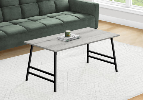 Coffee Table, Accent, Cocktail, Rectangular, Living Room, 40"L, Grey Laminate, Black Metal, Contemporary, Modern