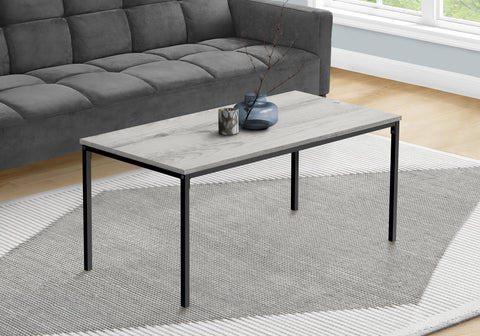 Coffee Table, Accent, Cocktail, Rectangular, Living Room, 40"L, Grey Laminate, Black Metal, Contemporary, Modern