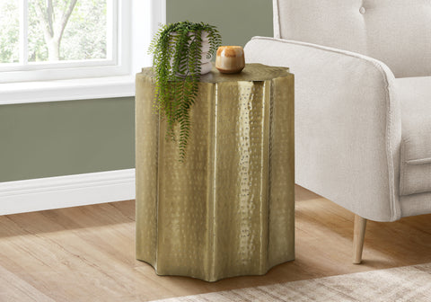 Accent Table, Drum, Side, End, Nightstand, Lamp, Living Room, Bedroom, Gold Metal, Contemporary, Modern