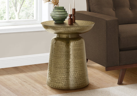 Accent Table, Drum, Side, End, Nightstand, Lamp, Living Room, Bedroom, Gold Metal, Contemporary, Modern