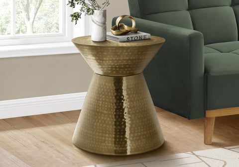 Accent Table, Drum, Side, End, Nightstand, Lamp, Living Room, Bedroom, Gold Metal, Contemporary, Modern