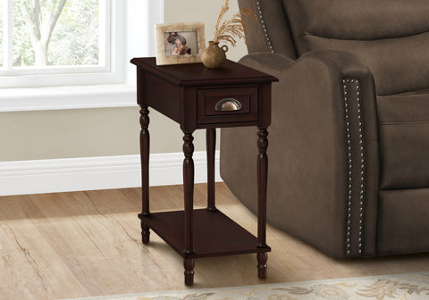 Accent Table, 2 Tier, Side Table, End, Narrow, Nightstand, Bedroom, Lamp, Storage Drawer, Brown Veneer, Traditional
