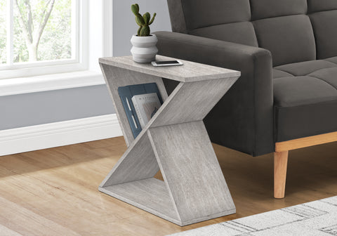 Accent Table, Side, End, Nightstand, Narrow, Small, Bedroom, Living Room, Lamp, Grey Veneer, Contemporary
