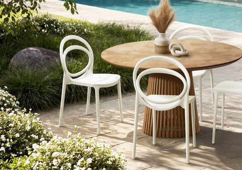 Outdoor Chair, 32''H, Stacking Dining Chair, Patio Chairs, Set Of 4, Light Grey, Contemporary, Modern