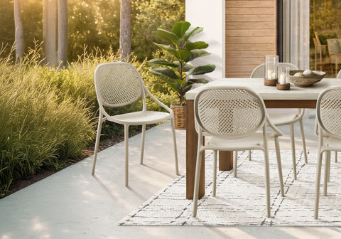 Outdoor Chair, 32''H, Stacking Dining Armchair, Patio Chairs, Set Of 4, Sea Green, Contemporary, Modern