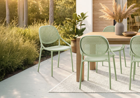 Outdoor Chair, 32''H, Stacking Dining Armchair, Patio Chairs, Set Of 4, Black, Contemporary, Modern