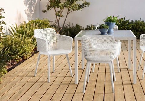 Outdoor Chair, 32''H, Patio Chairs, Set Of 4, Light Grey, Contemporary, Modern