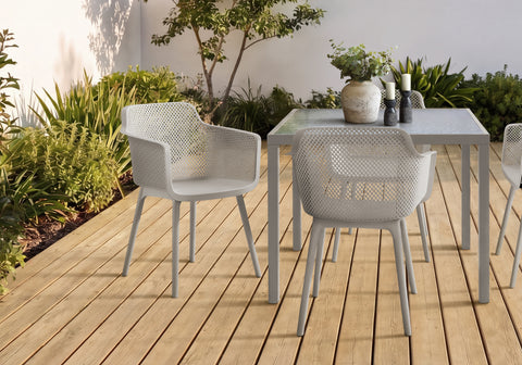 Outdoor Chair, 32''H, Patio Chairs, Set Of 4, Natural Taupe, Contemporary, Modern