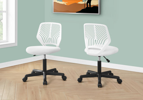 Office Chair, Adjustable Height, Swivel, Ergonomic, Computer Desk, Work, Juvenile, White Mesh, Black Metal, Contemporary, Modern