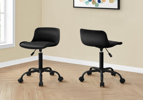 Office Chair, Adjustable Height, Swivel, Ergonomic, Computer Desk, Work, Juvenile, Black Leather Look, White Metal, Contemporary, Modern