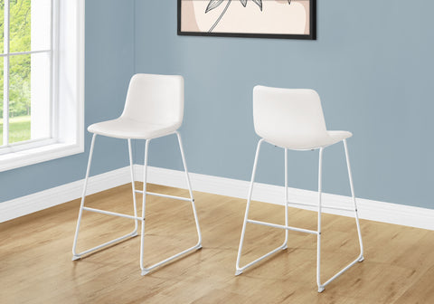 Office Chair, Bar Height, Standing, Computer Desk, Work, White Leather Look, White Metal, Contemporary, Modern
