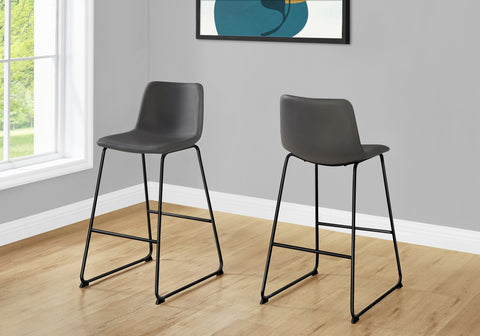 Office Chair, Bar Height, Standing, Computer Desk, Work, Grey Leather Look, Black Metal, Contemporary, Modern