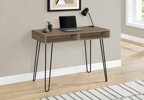 Computer Desk, Home Office, Laptop, Left, Right Set-up, Storage Drawers, 40L, Work, Brown Laminate, Black Metal, Contemporary, Modern