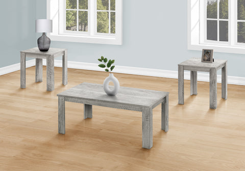 Table Set, 3pcs Set, Coffee, End, Side, Accent, Living Room, Grey Laminate, Transitional