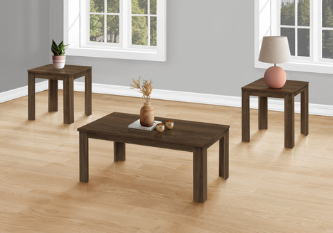 Table Set, 3pcs Set, Coffee, End, Side, Accent, Living Room, Walnut Laminate, Transitional